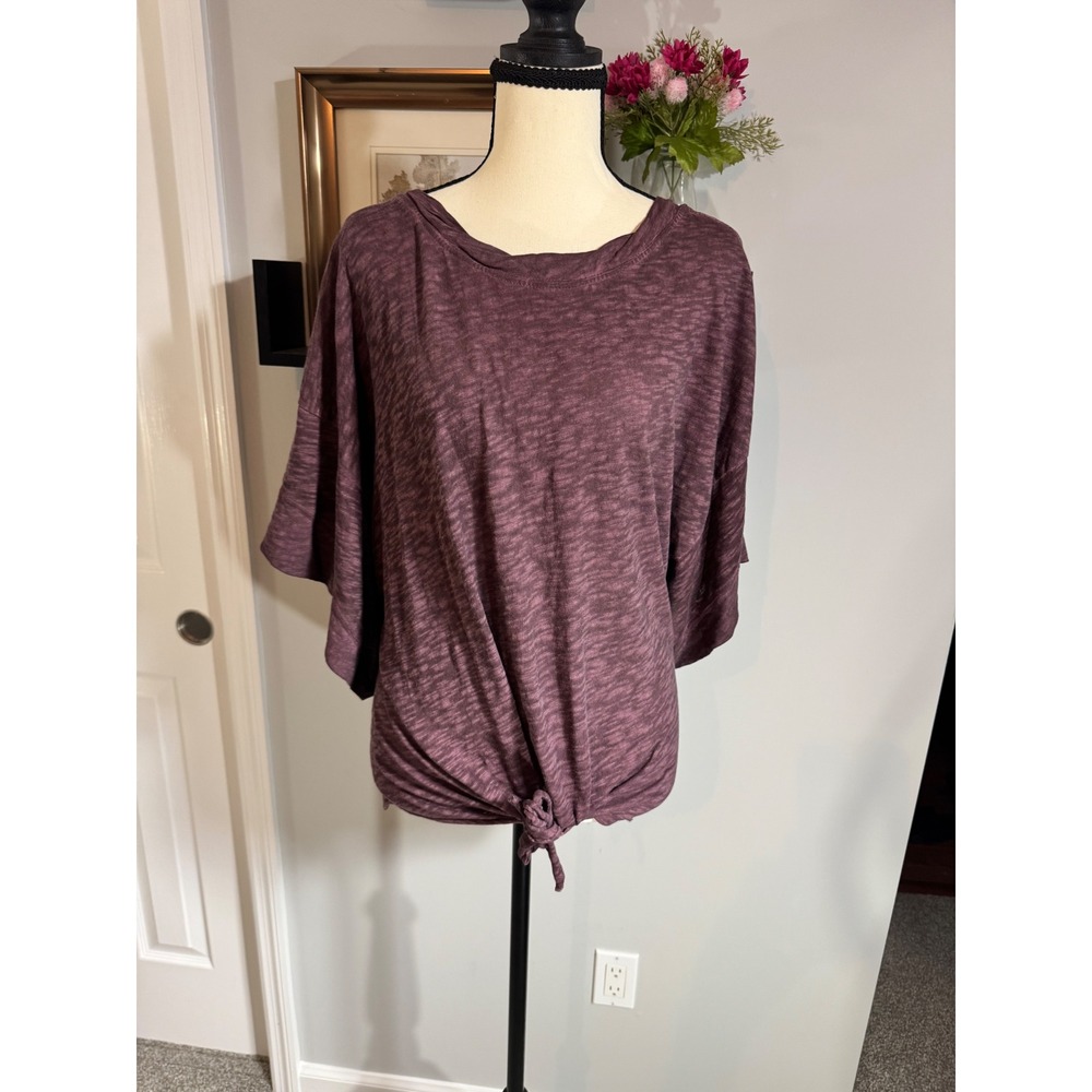 Pilcro Anthropologie Athleisure Sportswear Sz XL Purple Front Knot Dolma